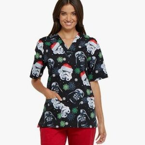 NWT Cherokee Tooniforms Disney Star Wars V-Neck Scrub Top Unisex Size XL